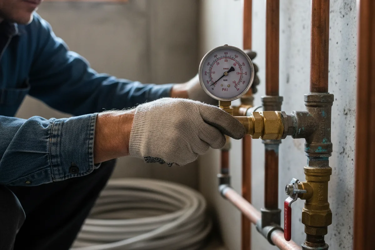 Pressure testing a repaired line during Water Line Repair in Pinehurst
